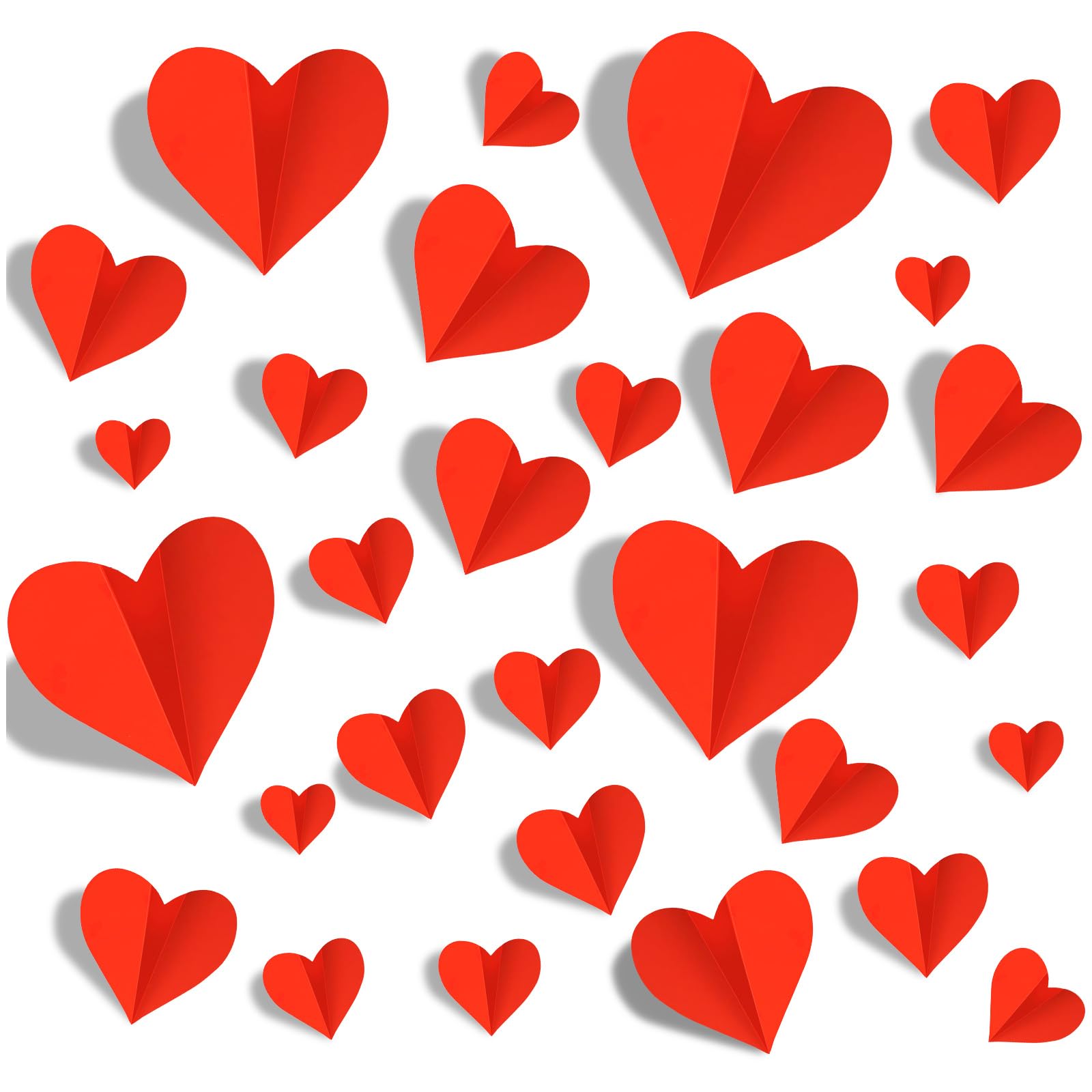 Photo 1 of YKYUASD 60 PCS Valentines Day Wall Decorations 3D Heart Stickers Waterproof Red Wall Decal for Wedding Party Home Bedroom Office School Anniversary