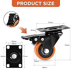 Caster Wheels, Heavy Duty 2 Inch Casters Set of
