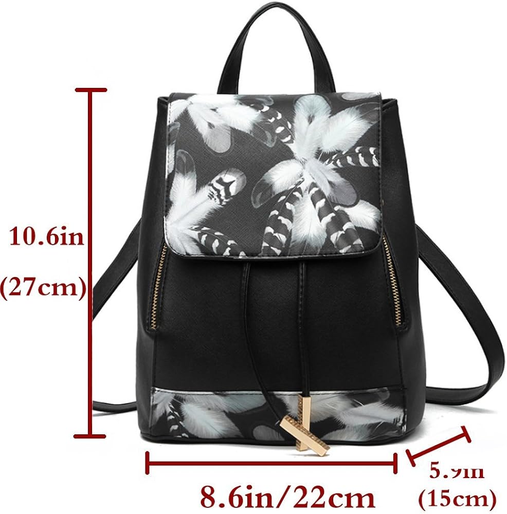 FiveloveTwo Womens Girls Fashion Backpack Rucksack PU Leather Backpack Purse Shoulder Hobo Bag Satchels Top-Handle Bags Black - Image 3