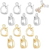AHANDMAKER 12Pcs 2 Colors Brass Twister Clasps, Necklaces Extender Clasps with Loops 10x7mm Oval Lock Clasp Connectors for DIY Jewelry Making Bracelets Keychains, Golden and Platinum