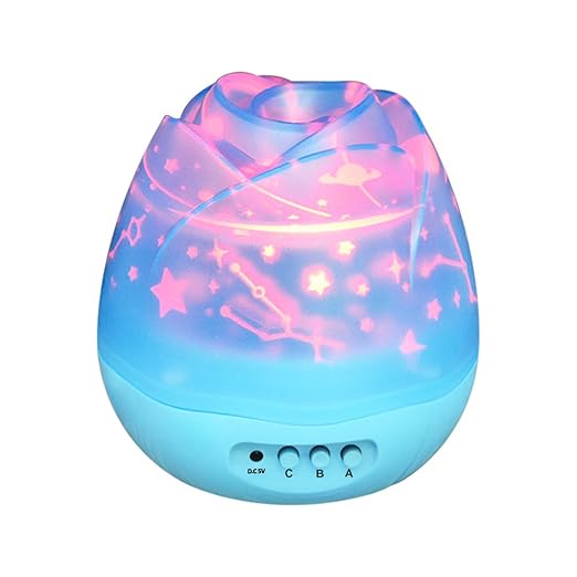 Ecandy 360 grados de rotación 3 Modo de luz del proyector de la estrella romántica Cosmos Luna del cielo de la lámpara de proyección de luz nocturna dormitorio para niños, bebés, regalos de la Navidad, los amantes del USB / Powered.d batería (azul)