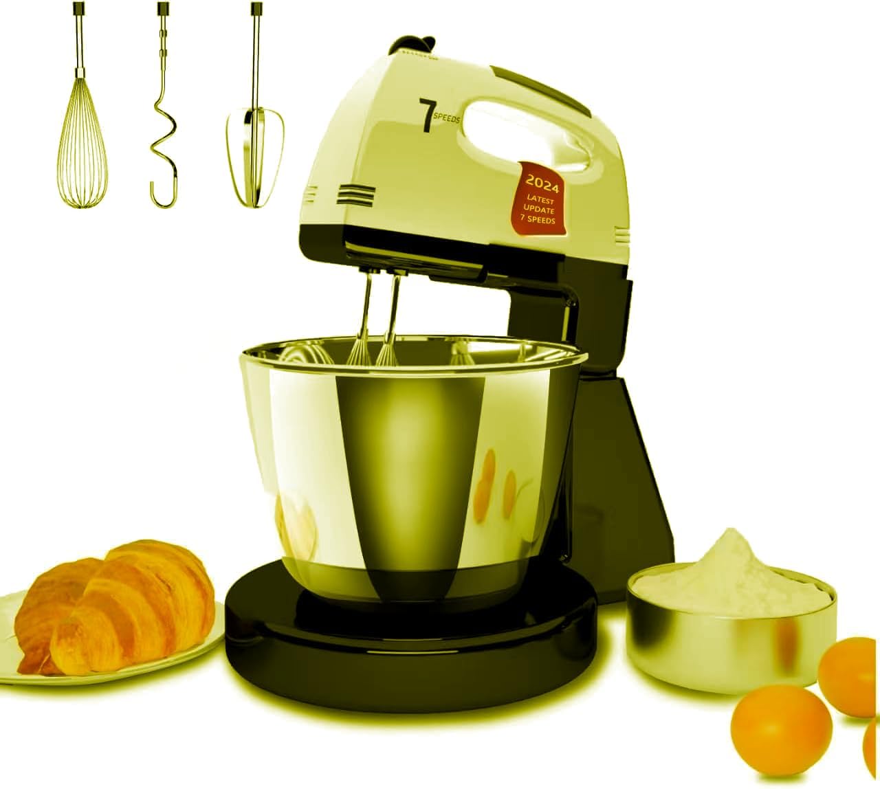 Photo 1 of Stand Mixers, 7 Speeds With 3QT Stainless Steel Bowl, Stand and Hand Mixer with Dough Hook, Whisk, Mixing Beater for Baking, Cake, Cookie, Kneading (PD1)