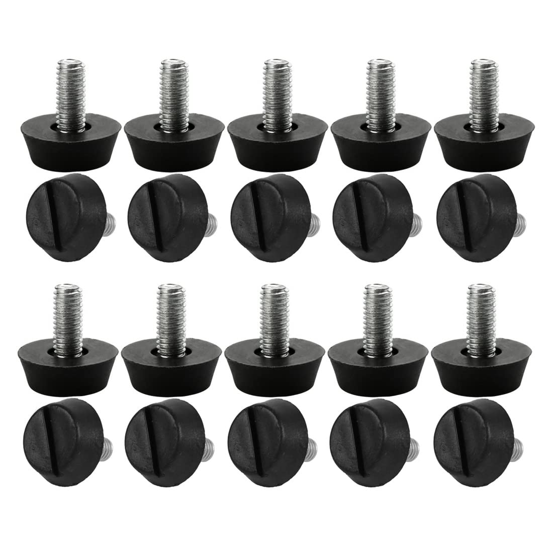 Sourcingmap M6 x 13 x 20mm Furniture Glide Leveling Feet Adjustable Leveler Floor Protector for Chair Sofa Leg 20 Pack
