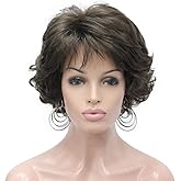 Aimole Short Curly Synthetic Wigs Full Capless Hair Women's Thick Wig for Everyday (8 Lt Chestnut Brown)