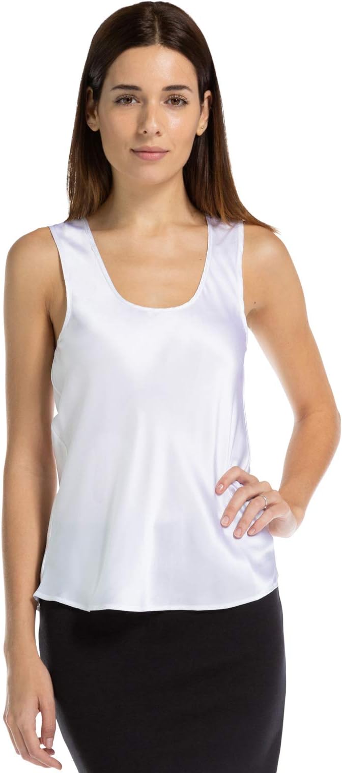 Fishers Finery Women's 100% Pure Mulberry Silk Sleeveless Camisole; Crew Neck