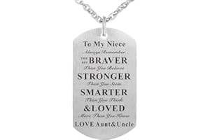 Kisseason to My Niece Nephew Birthday Gift Jewelry Dog Tag Keychain Pendant Necklace from Aunt Uncle