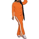 Aomice Women 2 Piece Outfits Crewneck Long Sleeve Tops and Flare Pants Lounge Sets Tracksuits