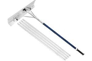GMAK Snow Roof Rake with 26'' Wide Blade and Wheels, 20FT Telescopic Roofs Shovel Aluminium Snow Removal Tool, Anti-Slip Handle Grip, Snow Rake for Winter Housetop Roof, Truck Lorry Snow, Leaves
