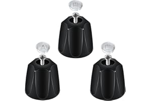 Coolfell Metal 3 Piece Black Shower Knob Replacement, Compatible with Price Pfister Verve and Tub/Shower Faucet Handle, 12 Point Broach Shower Knob, Height 2.35 in Width 2.35 in(Matte Black)