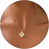 MOLAYES Gold Clover Necklace for Women ，Dainty 14K Gold Plated Pendant Necklace Colorful Clover Pendant Lucky Necklaces for Women Jewelry