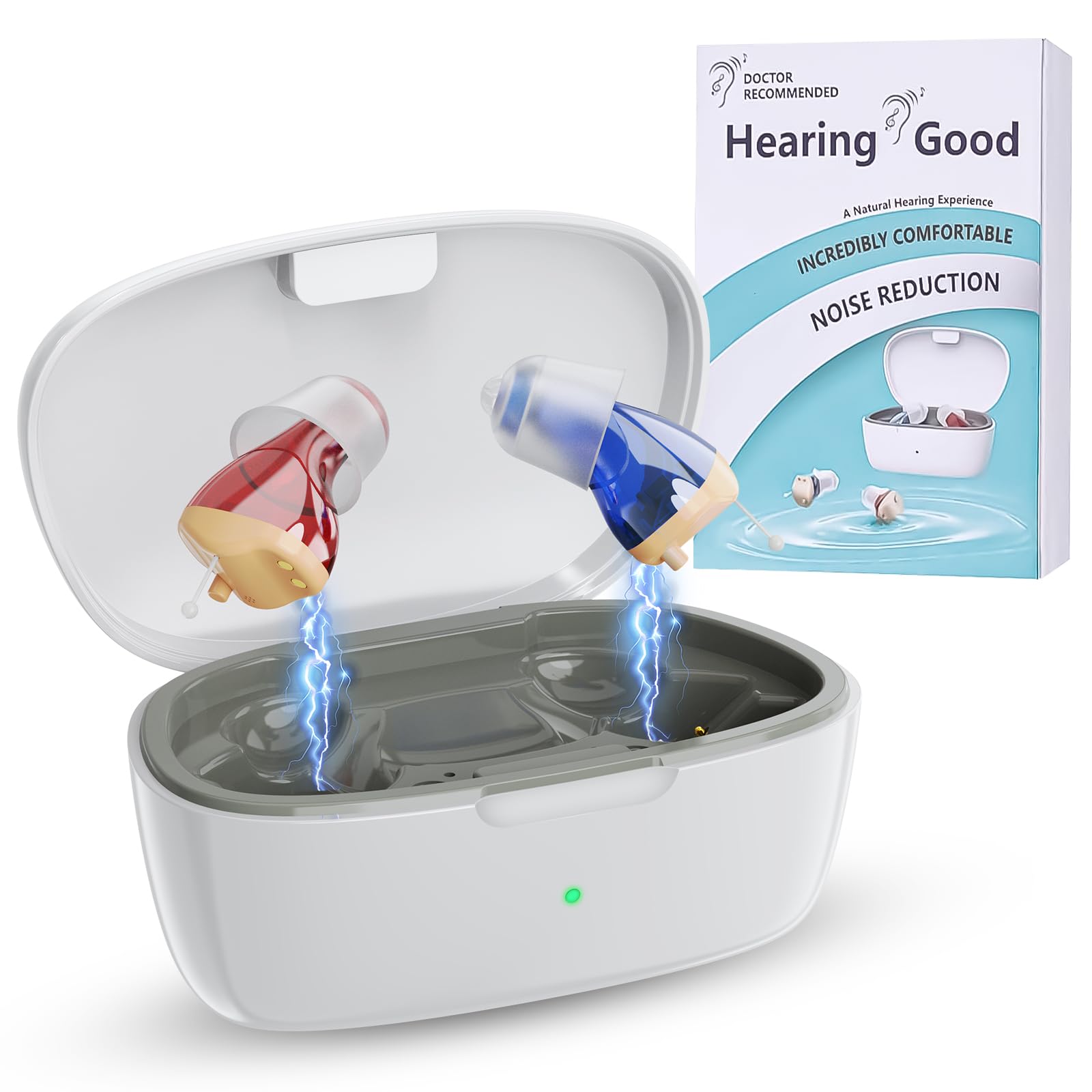 Photo 1 of MEIMOUSE Hearing Aids for Seniors, Invisible Hearing Amplifiers with Noise Cancelling, Rechargeable Hearing Aids, Comfort In-ear Hearing Devices for Severe Hearing Loss Adults (151Pro, Red Bliu)