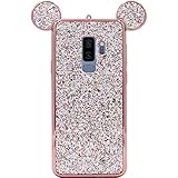 Galaxy S9 Plus Case, MC Fashion Cute Bling Bling Sparkle Glitter 3D Mickey Mouse Ears Flexible and Protective TPU Case for Samsung Galaxy S9 Plus (2018 Release) (Rose Gold)