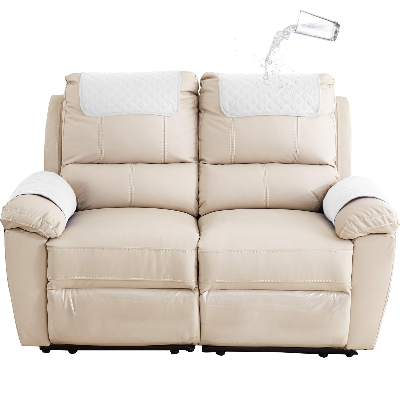 GYHH Sofa Armrest Cover, Headrest Cover for Recliner Chair Arm Cover,Armchair Slipcover Nonslip Quilted Furniture Protector for Pets Leather Sofa Couch