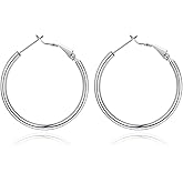 Jewlpire 14K Gold Plated 925 Sterling Sliver Post Hoop Earrings, 2MM Thick Hoop earrings Lightweight Large Hoop Earrings for Women Trendy 20/30/40/50/60/70mm