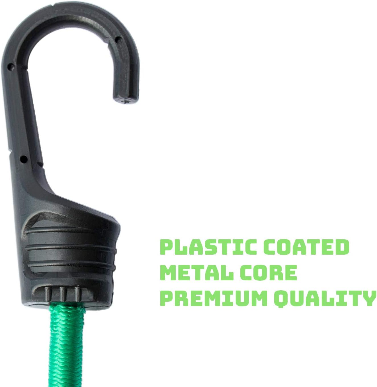 Bungee Cord Assortment - Premium 16 Piece Set with Plastic Coated Metal Hooks: Automotive