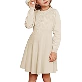 GRACE KARIN Girl Dress Long Sleeve Sweater Ruffle Button Front Knit Casual Fall Winter Dresses for Girls 5-12