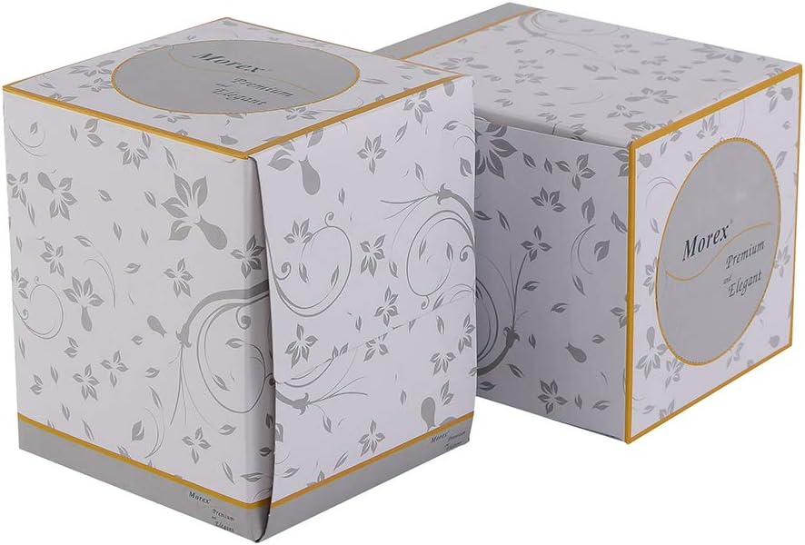 Morex Premium Facial Tissue, 2-Ply, White, 7.87 in. x 8.25 in, Cube Box, 95 Tissue per Box, 36 Boxes