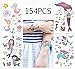 154PCS Mermaid Tattoos Temporary for Kids - Ocean/Under the Sea/Summer Pool Birthday Party Decorations Supplies Favors(8 Sheets)