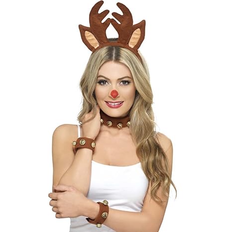 NET TOYS Sexy Rentier Kostümset Rentierkostüm Accessoires 3-teilig Rentierhaarreif Weihnachts Haarreif Rentier Geweih Rendeer