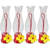 VIMOA Mini Hummingbird Feeder 4 Pack 2.3oz Small Nectar Plastic Red Cute Hummingbird Feeders with Hanging Wires for Outdoor (Tulip Tube)