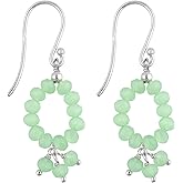 NJCRAFT Gemstone Dainty Earrings - AAA Grade Beads Stones, Silver Plated Handmade Hoop Jewelry, Chakra Crystals, Birthday Anniversary Earrings Gift for Women