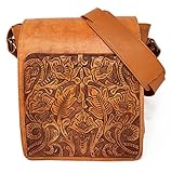 Juno Vintage Floral Artisan Leather Handmade Adjustable Messenger Cross Body Handbag Designer Gift for Women