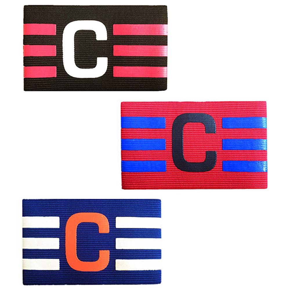 YUE QIN 3 Pack Captains Armbands for Football Training Adult & Youths Elastic Sports Arm Band Captain Armbands