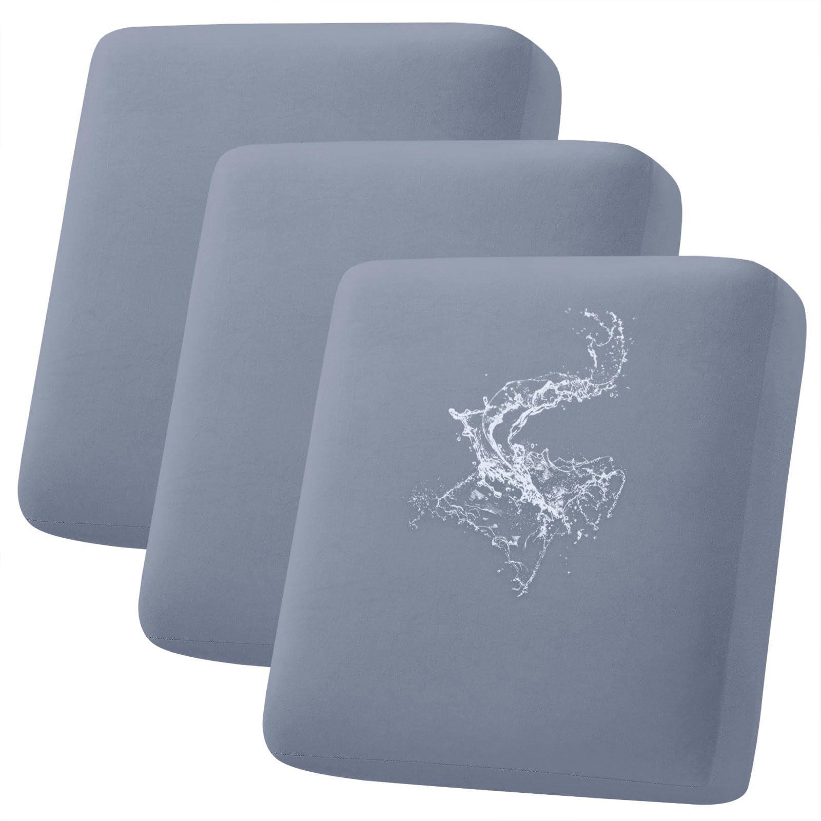 Photo 1 of hyha Waterproof Couch Cushion Covers, Stretch Sofa Couch Seat Slipcover for Dog Washable, Non-Slip Waterproof Outdoor Cushion Covers for Patio Furniture Replacement (3 Pieces, Grey)