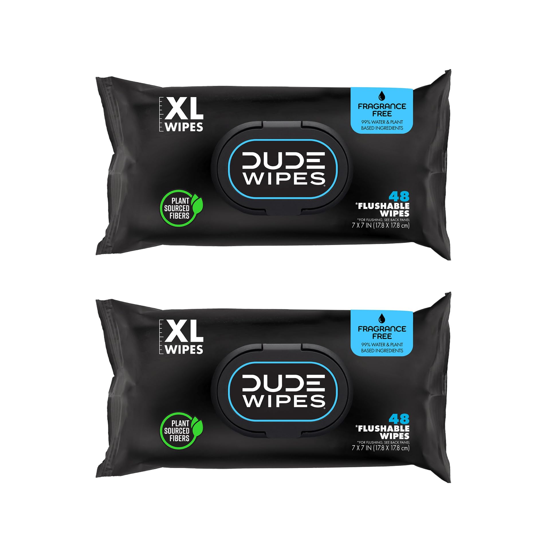 Dude Wipes Pack of 2 (96 Wipes Total) Extra Large Size, From Plant Sourced Fibers