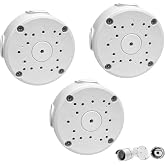Outdoor Junction Box for Dome Camera Mount IP Security Cameras, White, Aluminum Metal Hide Cable Bracket, Rainproof, Round,3 Pack