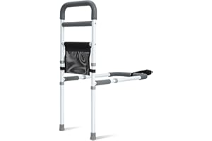 YrHeiper Bed Rails for Elderly Adults Safety - Adjustable Bed Assist Rail for Seniors Fall Prevention with Support Leg, Bedside Grab Bar Cane with Storage Pocket, Fits King, Queen, Full, Twin Bed