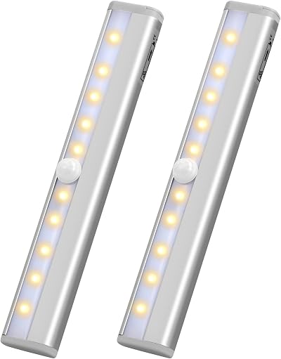Jinlaili 2 Pack Wireless Under Cabinet Lights 10 LED Motion Sensor