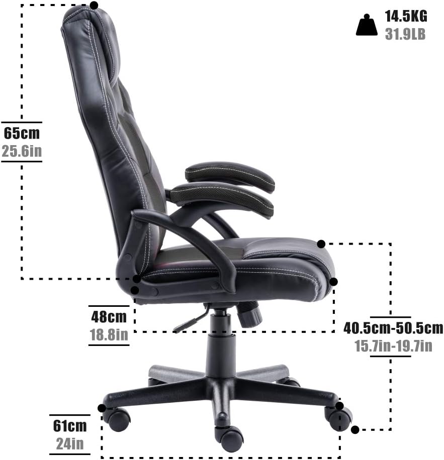 play haha Office Chair,Ergonomic High Back Seat With Breathable Mesh Insert Padded Armrests Durable Base Lumbar Support Faux Leather Surface For Gaming Home Or Office Use Gaming Chair - Image 4
