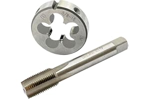 ASZLBYM 5/8-18 Tap And Die Set, UNF Machine Thread Tap And Round Thread Die Right Hand HSS Taper