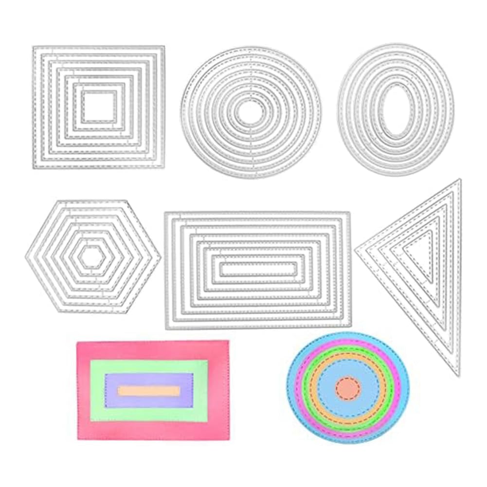 Cucioki 6 PCS Cutting Die Stencils Metal Set Silver Cut Polygon Embossing Tools for Card Making Supplies Photo