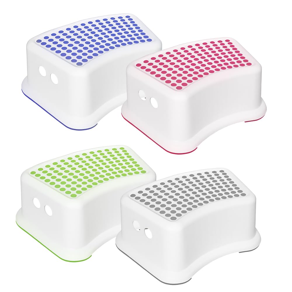 ASPIRE UK Kids Bathroom Booster Stool Blue – Anti-Slip Design with Organic-Inspired, BPA-Free Material | Safe, Sturdy & Lightweight | Ideal for Daily Use in Bathroom, Kitchen, Sinks or Bedroom