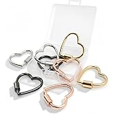 8 PCS Heart Carabiner Clip, Heart Shaped Keychain, Cute Carabiner Keychain, Aluminum Snap Hook Clip Key Holder, Metal Buckle Hook for Keys Craft DIY Purse Bag Accessories, Gold/Pink/Silver/Black