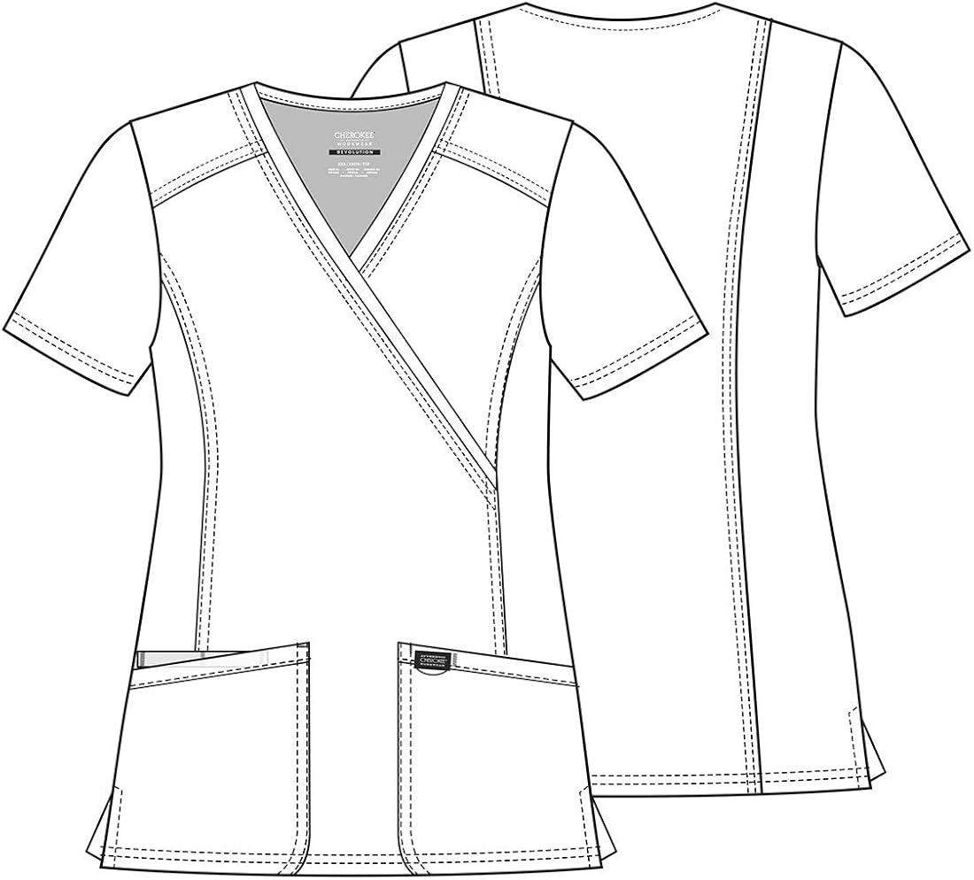 CHEROKEE Workwear Revolution Mock Wrap Scrub Top: Clothing
