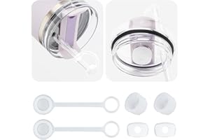 TQRR 2Sets Silicone Spill Proof Stopper for Stanley 40/30 oz Quencher H2.0&1.0 Tumbler with Handle for Stanley Cup Accessories Including 2 Straw Cover Cap, 2 Round Leak Stopper 2 Square Spill Stoppers