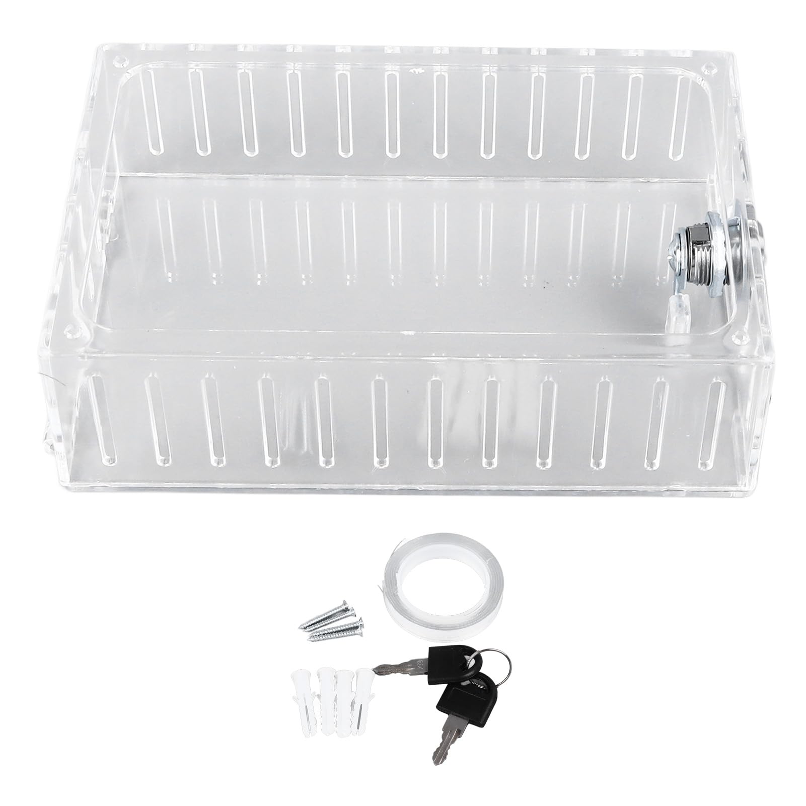 Thermostat Box with 2 Keys, Wall Mounted Transparent Thermostat Protective Cover Acrylic Thermostat Guard Box Universal Acrylic Thermostat Protector Cover for Restaurants School Ac Panel