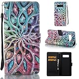 Galaxy Note 8 Case,SAVYOU 3D Pattern PU Leather Flip Wallet Case Stand Cover with Wrist Strap Card Slot Design for Samsung Galaxy Note 8