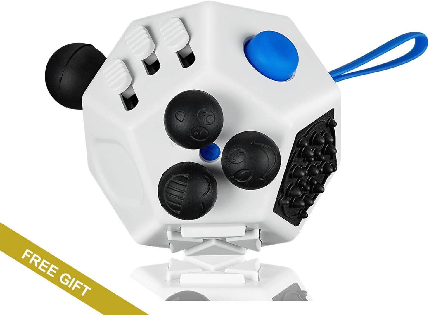 Yiiyaa Fidget Cube 12 Sides Dodecagon Toy Stress and Anxiety Relief Relax for Children and Adults ADD/ADHD/OCD and Autisme Focus Distraction (White)