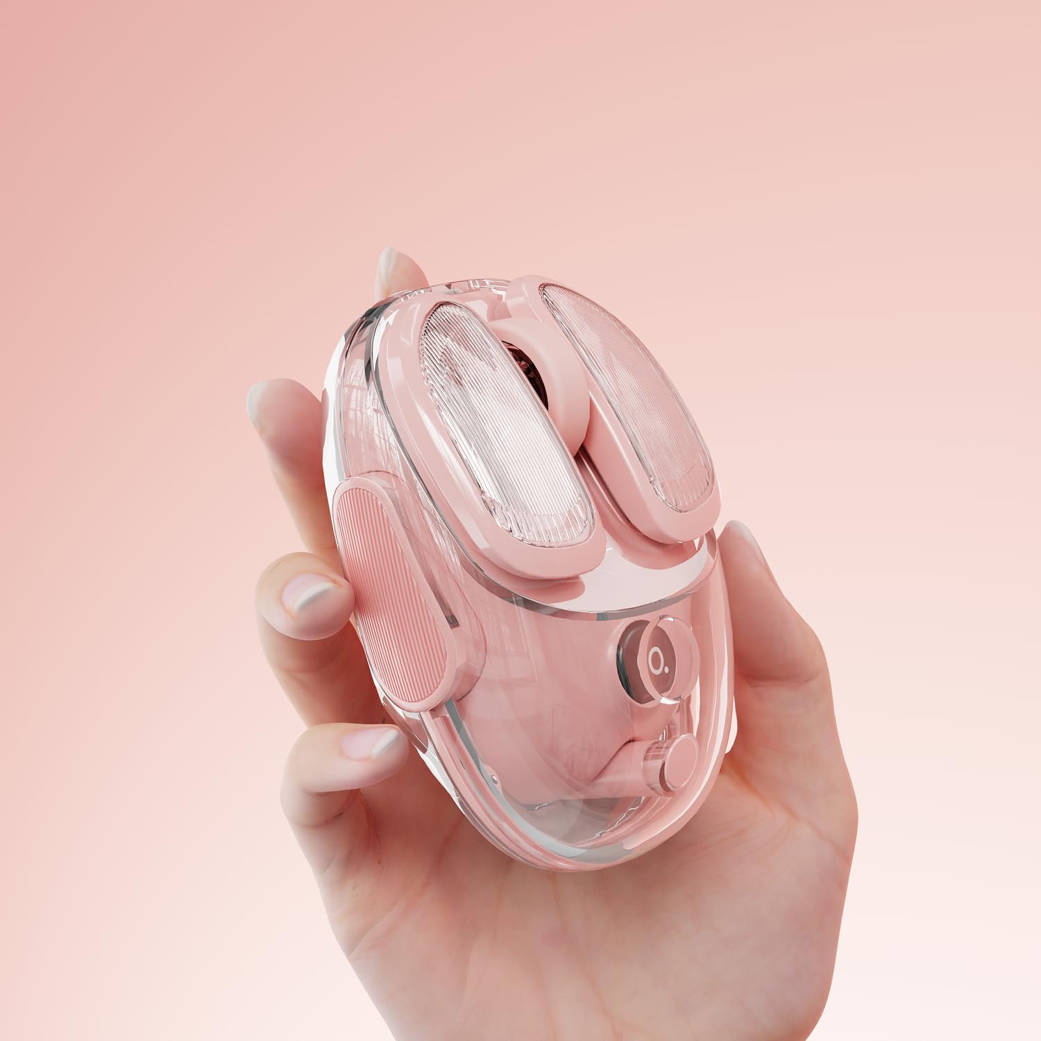 Photo 1 of SEUNKWANG EWEADN Q9 Wireless Clear Mouse Dual Mode Bluetooth & 2.4G USB Computer Mouse with RGB Lighting, Silent Clicks, Multi-Device Compatibility for Laptop, PC, MacBook, iPad Cute Mouse-Pink