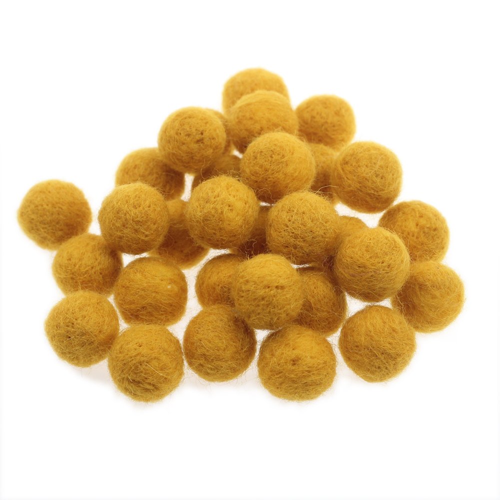 Zasy 20mm Needle Felt Wool Balls Felt Pom Pom Beads DIY Accessories Garlands 30pcs (Ginger)