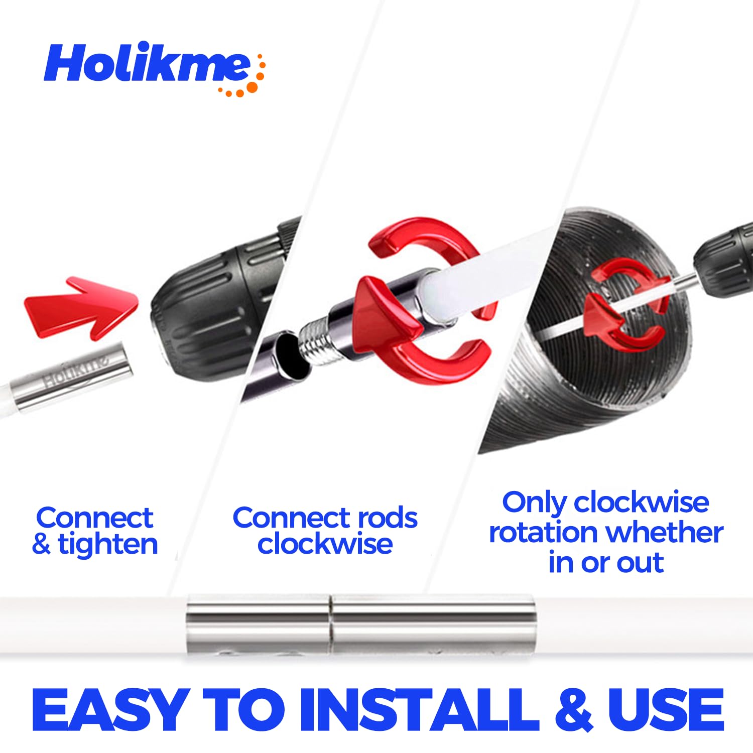 Holikme 40 Feet Dryer Vent Cleaner Kit, Flexible Lint Brush with Drill Attachment, Extends Up to 40 Feet for Easy Cleaning, Synthetic Brush Head, Use with or Without a Power Drill
