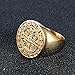 JAJAFOOK Men Gold Plated Stainless Steel Catholic St Benedict Exorcism Signet Ring Cross Band