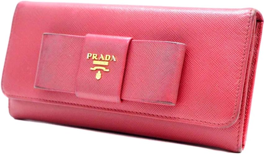 Amazon プラダ Prada サフィアーノ リボン 二つ折り 長財布 ピンク レディース レザー 中古 Prada プラダ 財布