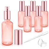 DMuuuDM 6 Pack 2 Oz Pink Glass Spray Bottles,Empty Perfume Fine Mist Atomizer,Rose-Golden Pump Head Travel Liquid Holder Cont