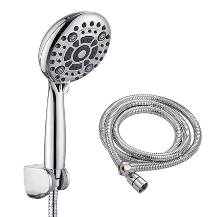 Homelody Universal Handbrause mit Schlauch und Halterung, 6 Strahlarten Duschkopf Hochdruck-Wasser-Einsparung Kompakter Braus