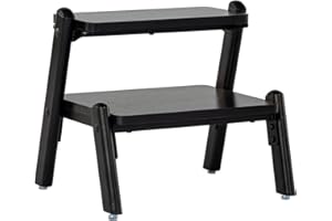 ABELIEFF Small Step Stool for Adults,Sturdy Wooden Step Stool for High BedsBedside,Kitchen Step Stool,Heavy Duty 2 Step Stool for Kitchen,Bathroom,Bedside,Hold Up to 500 Lbs,Black